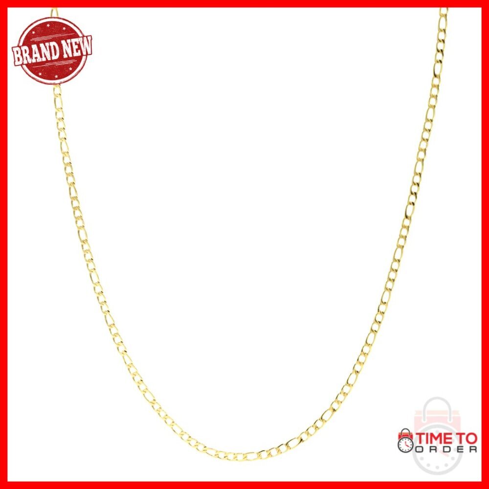 18K Gold Plated Figaro Chain Necklace 20" Length 4MM Thickness